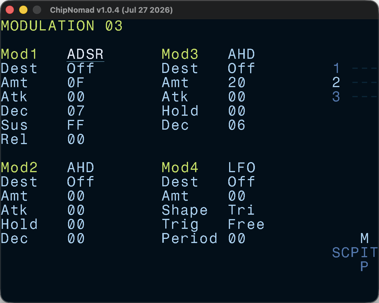 Modulation Screen